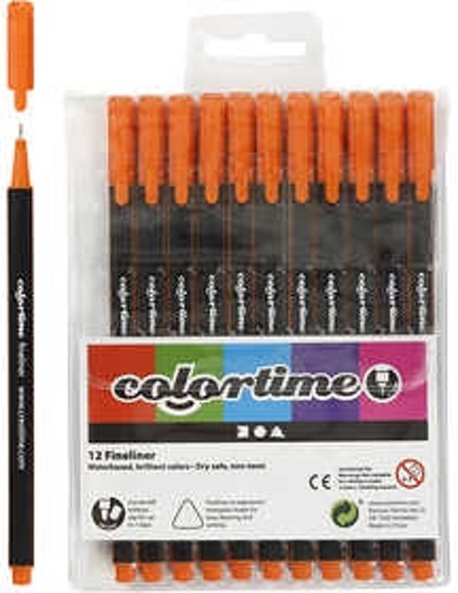 Colortime Fineliner, lijndikte: 0,6-0,7 mm, oranje, 12stuks [HOB-373638]